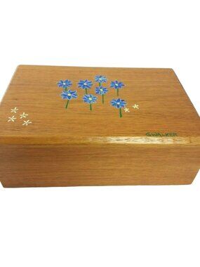 Rustic Handcrafted Jewelry Keepsake Box Wood Trinket Storage Artist G Walker